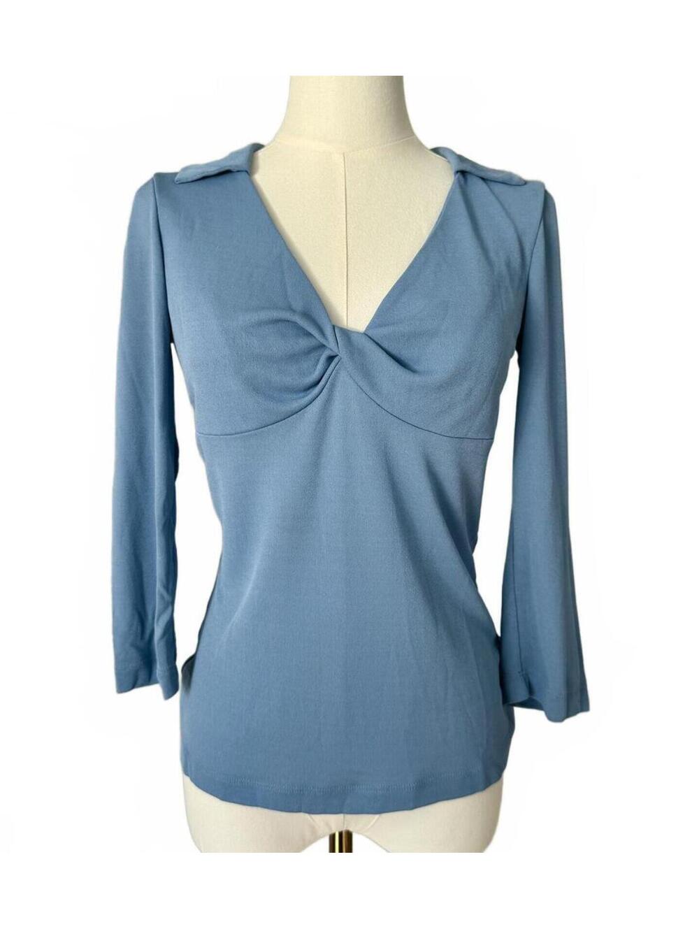 Moschino Cheap and Chic Light Blue Twist Front Long Sleeve Top Size US 10